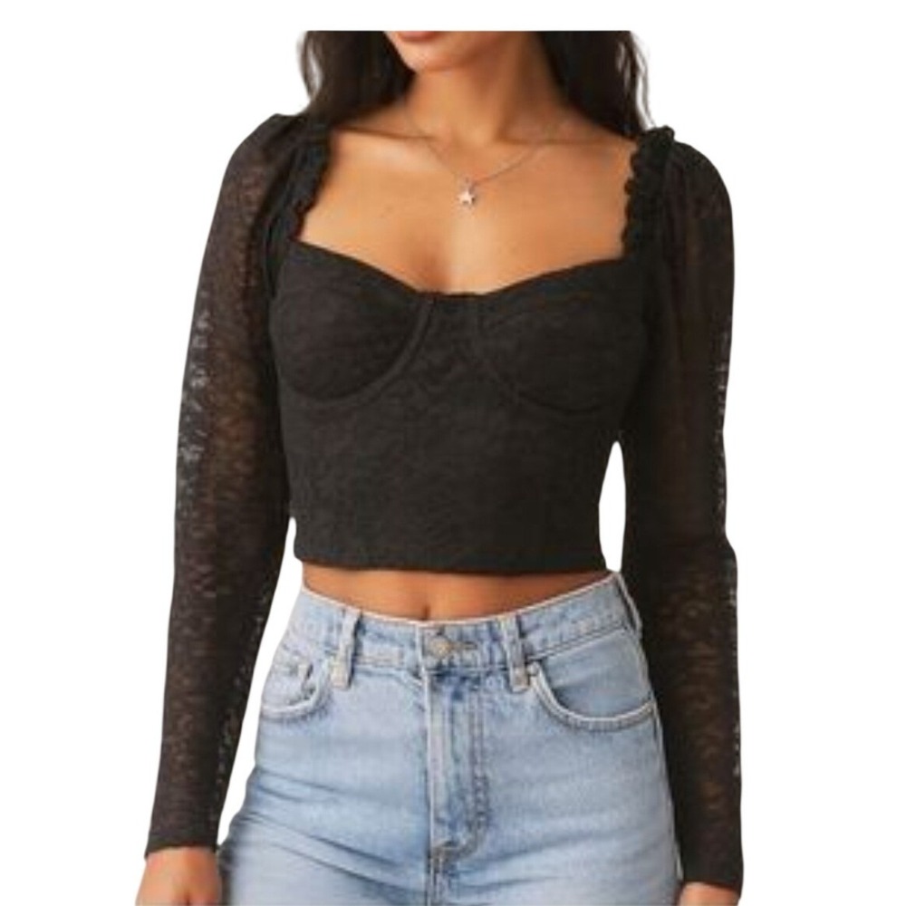 Y2k Fairygrunge ASTR Whimsigoth Women's size Medium‎ Babydoll Milkmaid Lace Top